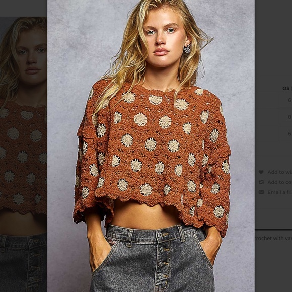 POL “ BARRETT 2 “ POL CHENILLE Crochet Knit Sweater Lightweight 44 - Picture 1 of 5